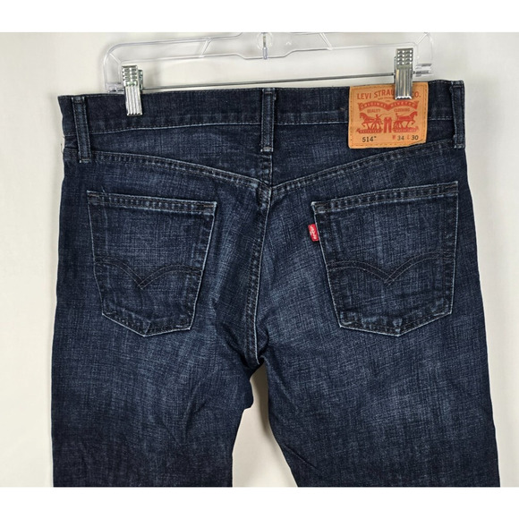 Levi's 514 Jeans Men's 34 x 28.5 Blue Dark Wash Classic Straight Fit Cotton EUC - Picture 3 of 16